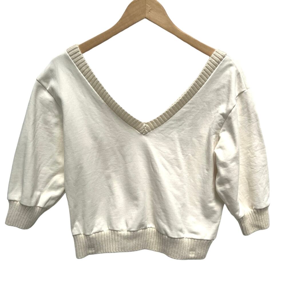3.1 Phillip Lim French Terry Crop Sweater in Ivory - Size M